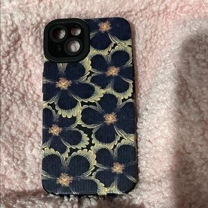 iPhone 13 Floral Patterned Phone Case - Black and Blue